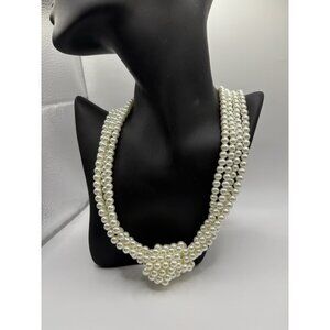 Charter Club White Faux Pearl MultiStrand Knot Beaded Necklace Statement